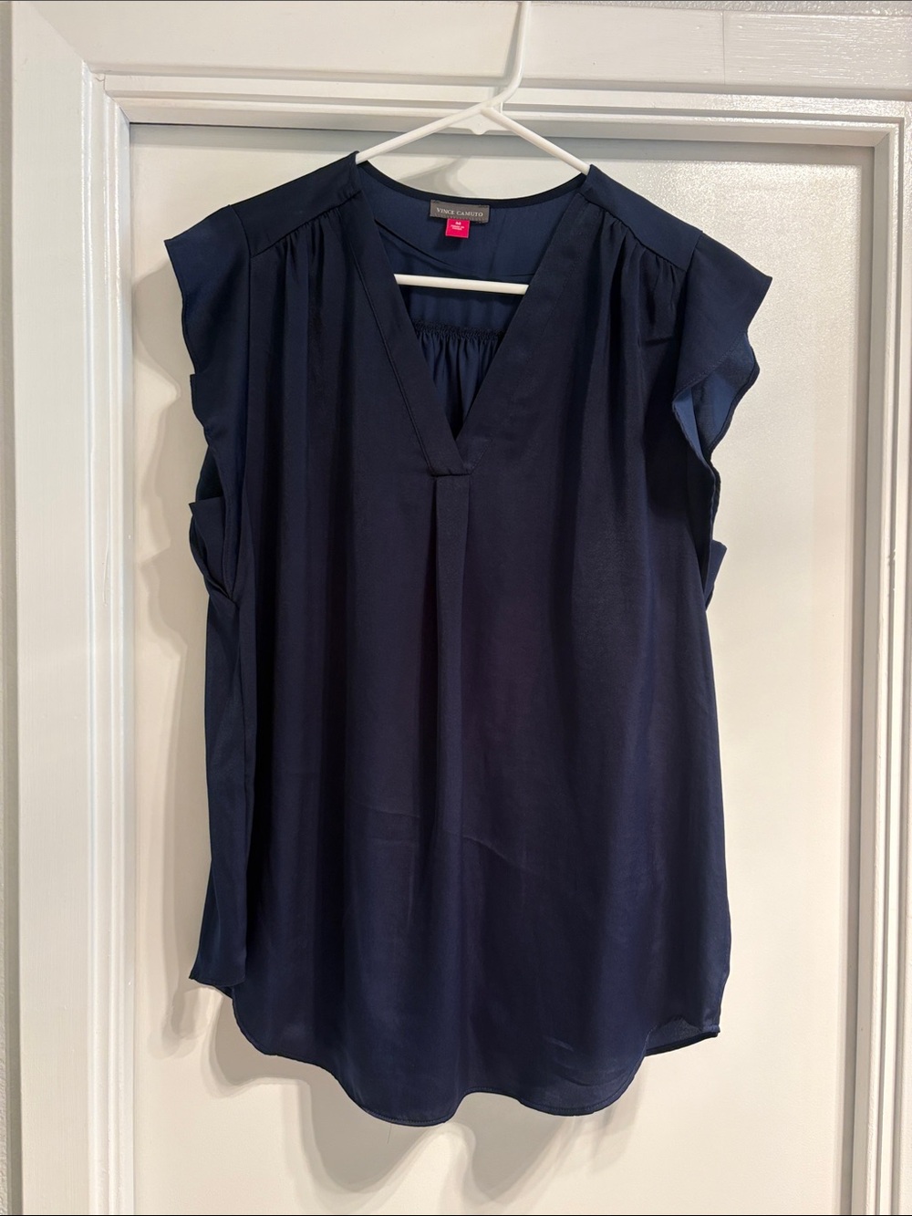 Vince Camuto Navy Cap-Sleeve V-Neck Blouse